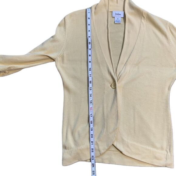 Neiman Marcus Yellow Long Sleeve Shawl Collar Single Button Cardigan Size Small - Picture 8 of 12